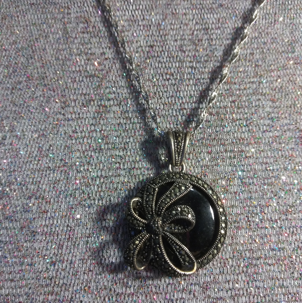 Silver and black vintage necklace